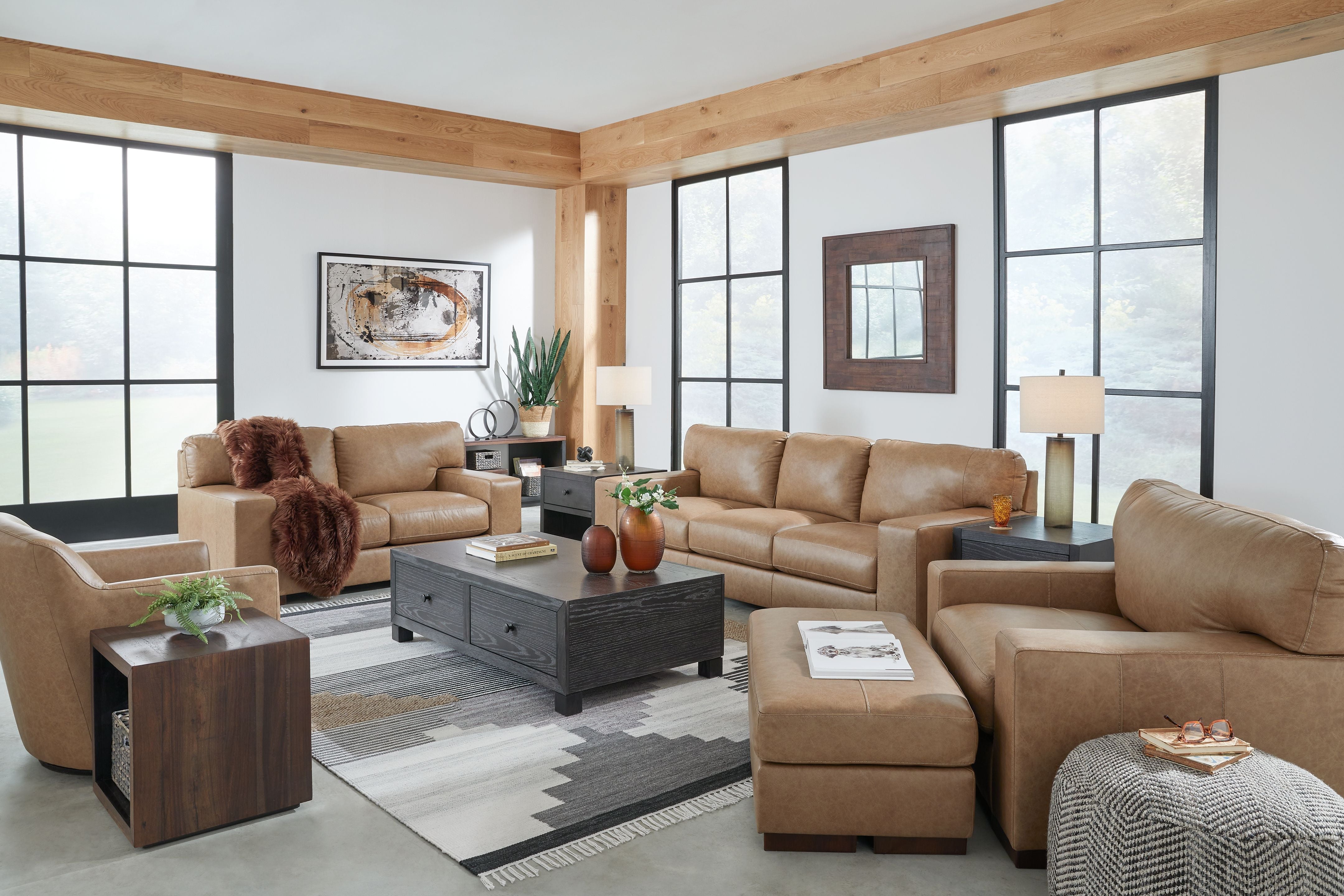 Signature Design by Ashley® Lombardia - Tumbleweed - 4 Pc. - Sofa, Loveseat, Chair And A Half, Ottoman | Meri Furniture