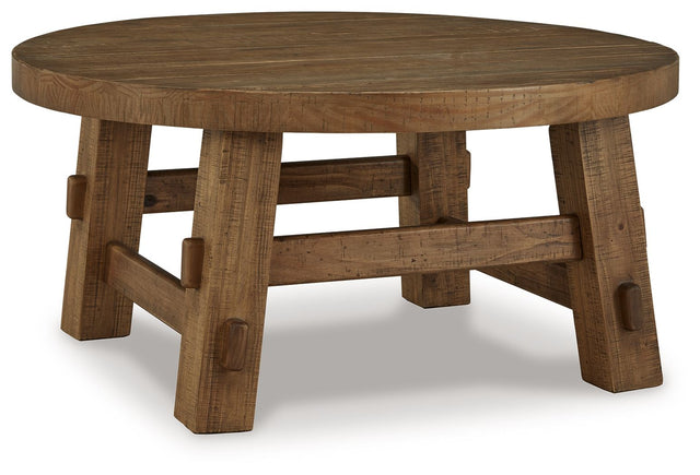 Signature Design by Ashley® Mackifeld - Warm Brown - Round Cocktail Table | Meri Furniture