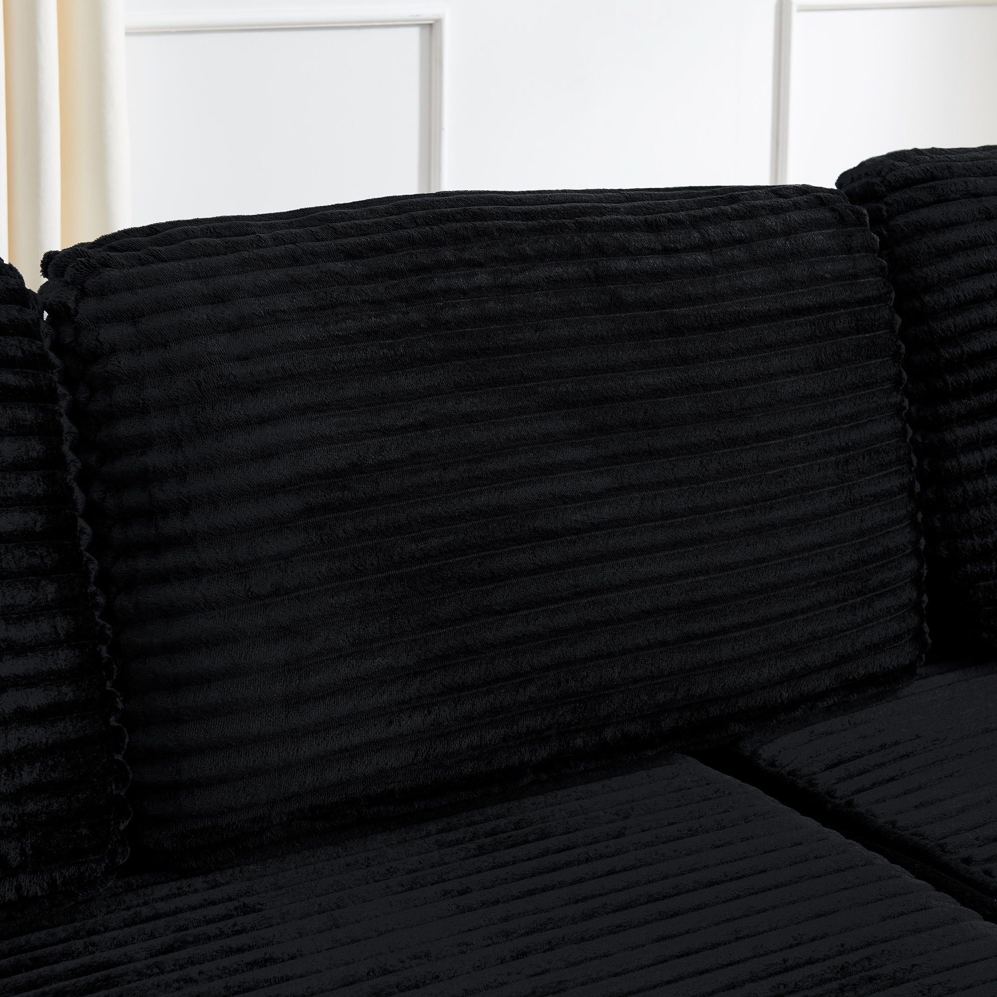 Modern Minimalist L Shape Modular Sectional Sofa, Corduroy Couch