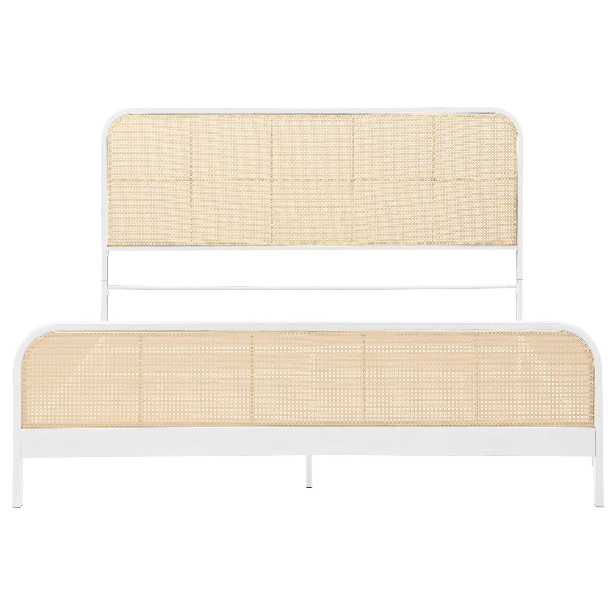 Lanewood Open Cane Webbing Metal Eastern King Bed White