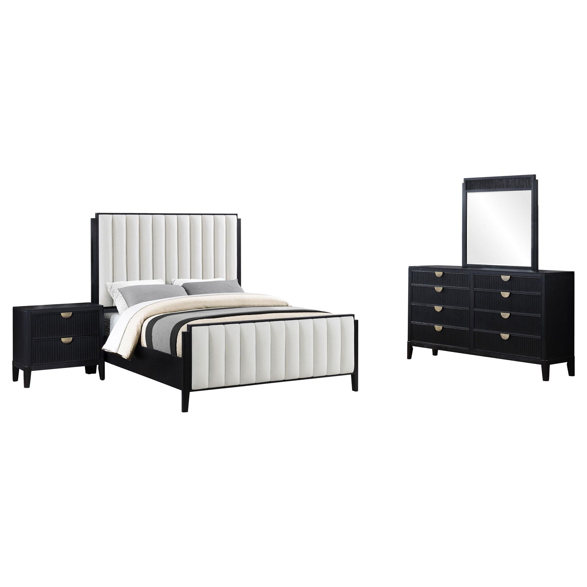 Brookmead 4-piece Upholstered Eastern King Bedroom Set Black
