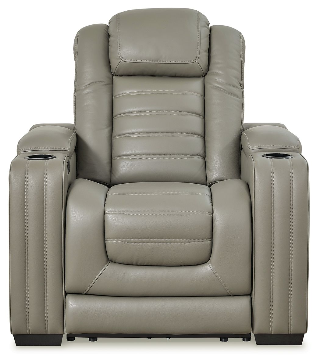 Signature Design by Ashley® Backtrack - Gray - Pwr Recliner/Adj Headrest | Meri Furniture