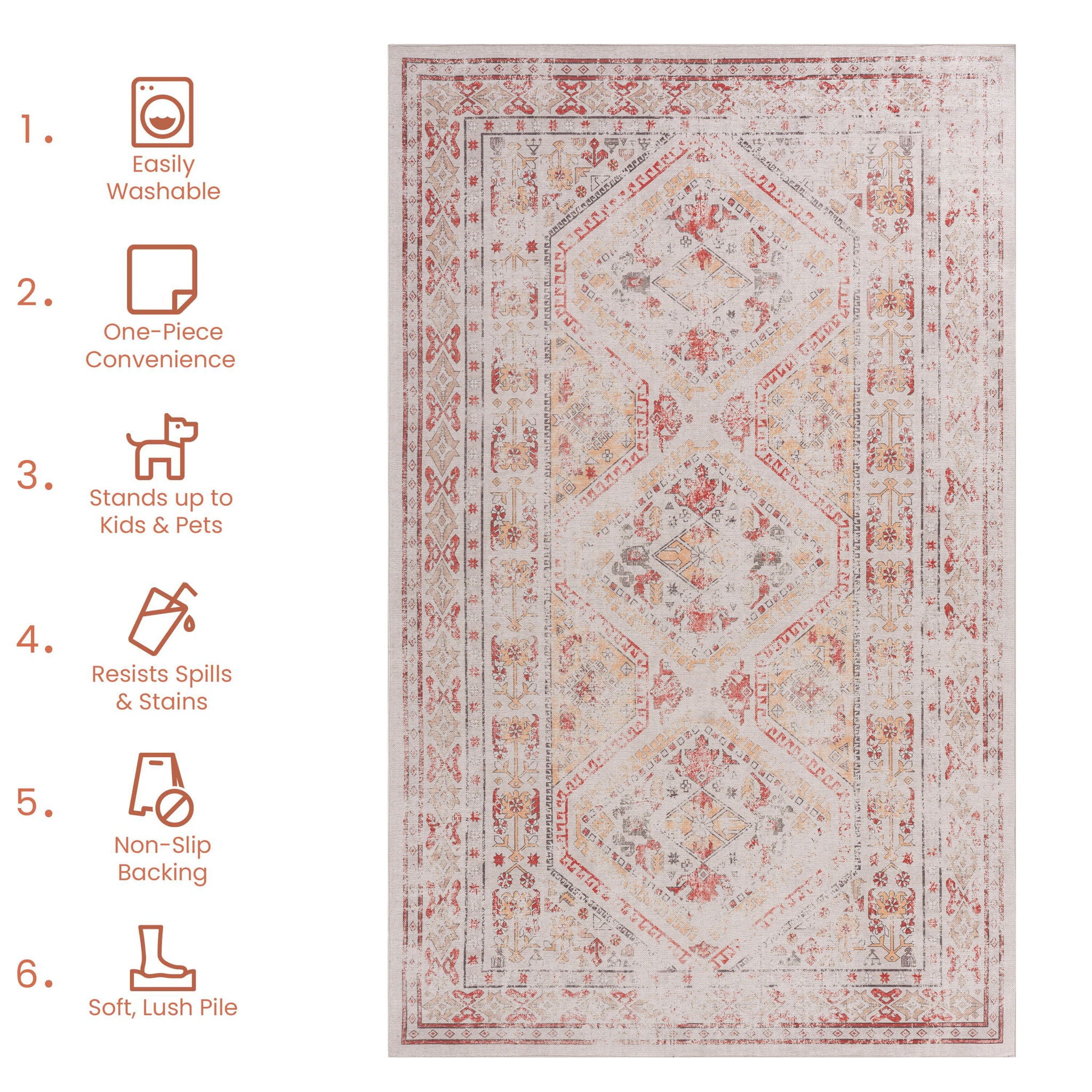 Maval - 8' X 10' Washable Area Rug - Beige
