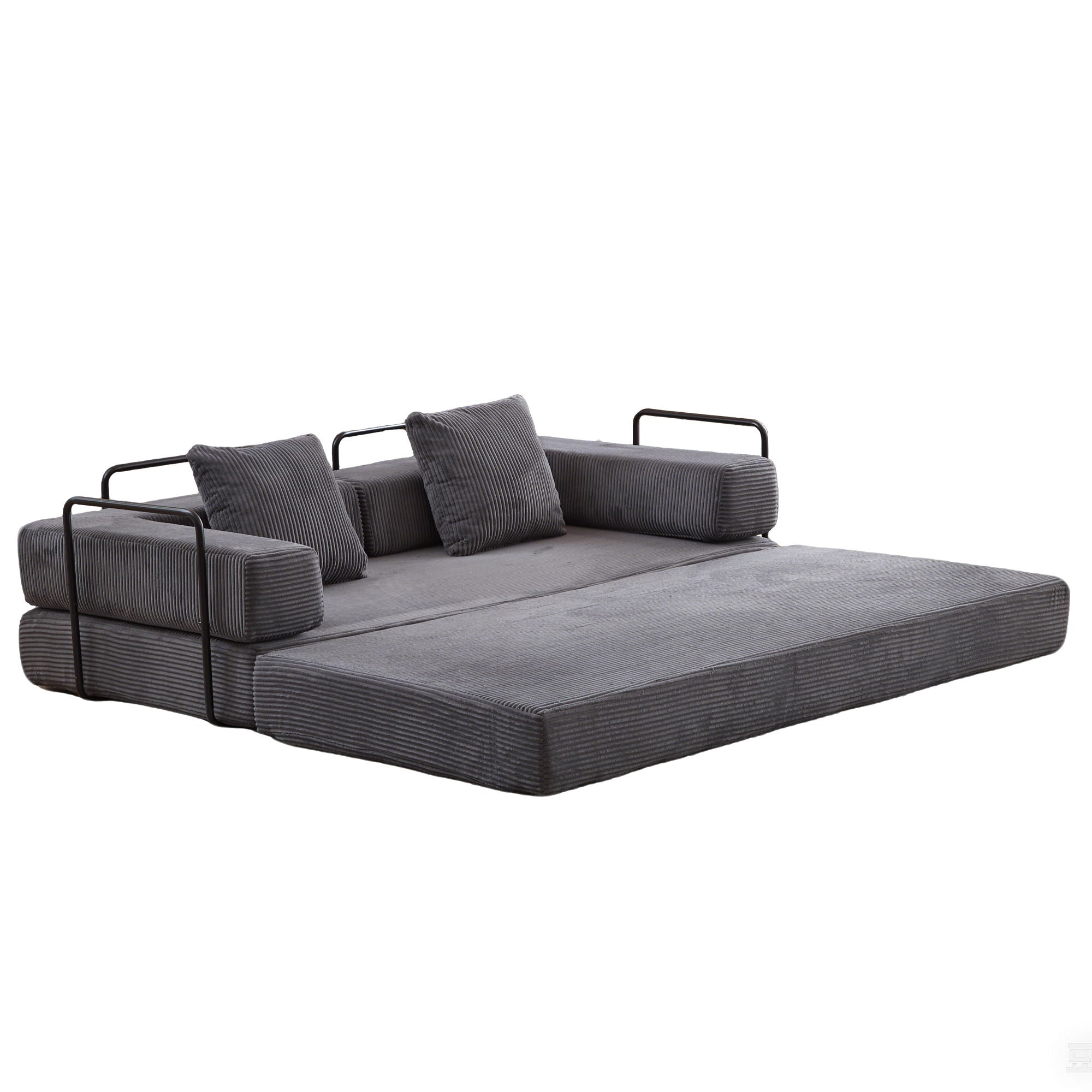 Floor Couch, Convertible Floor Sofa Bed With Pillow Back Support Armrest