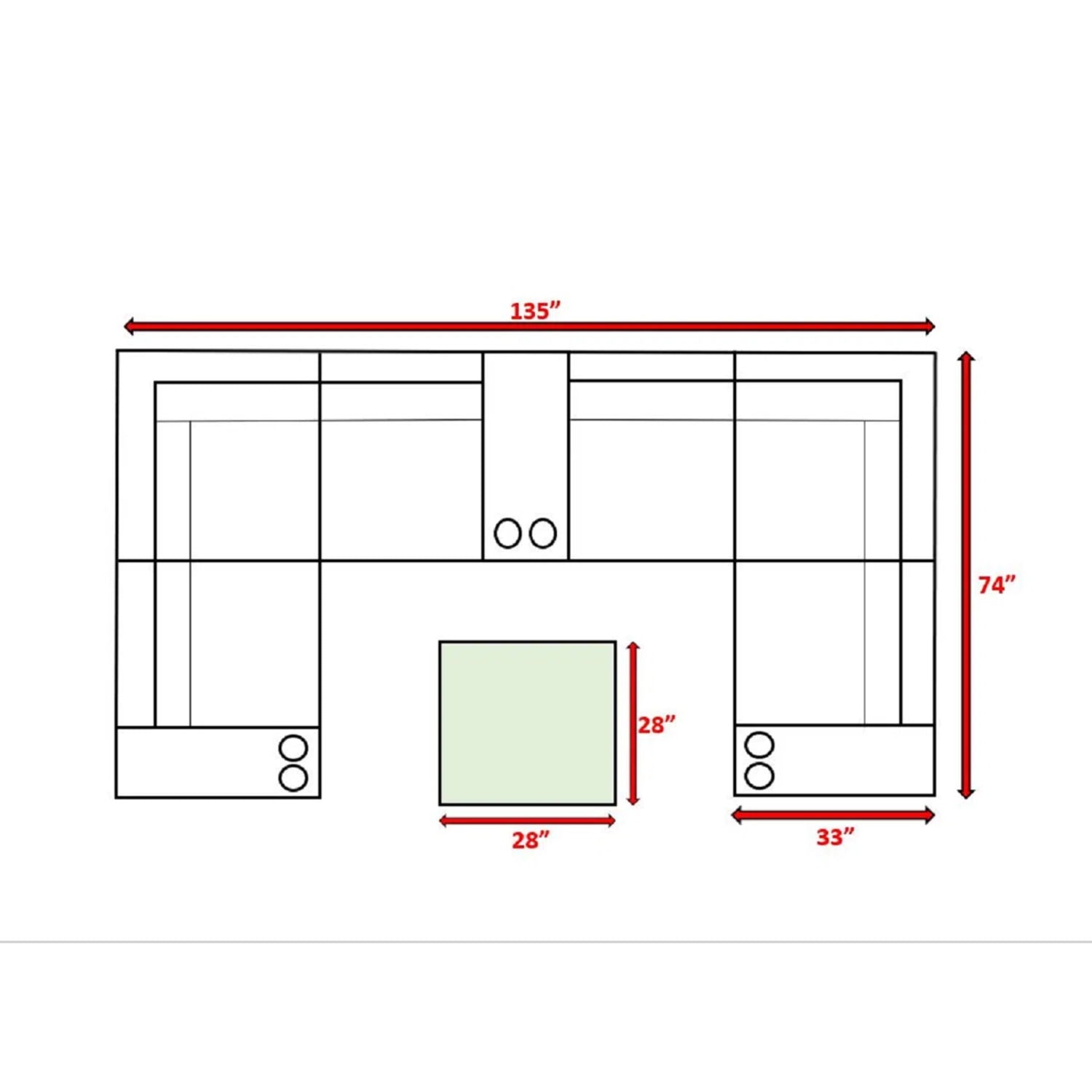 Modern Patio Rattan Sectional Set With Cushions