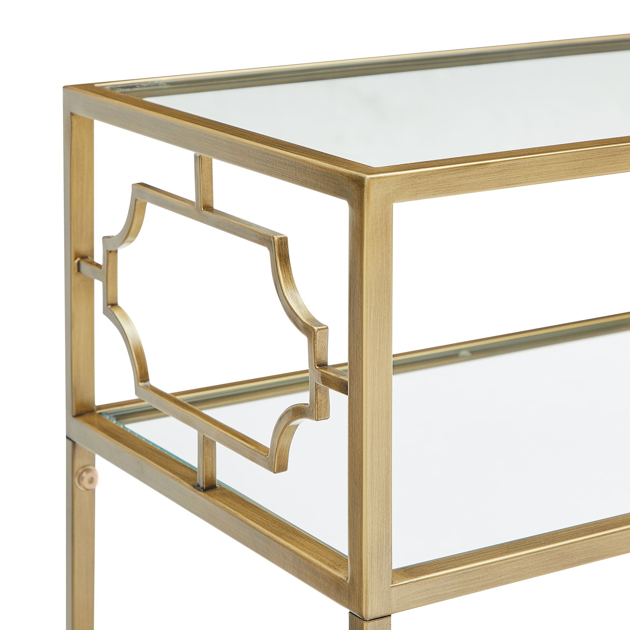 Grifton - Rectangular Glass Accent Table - Antique Gold