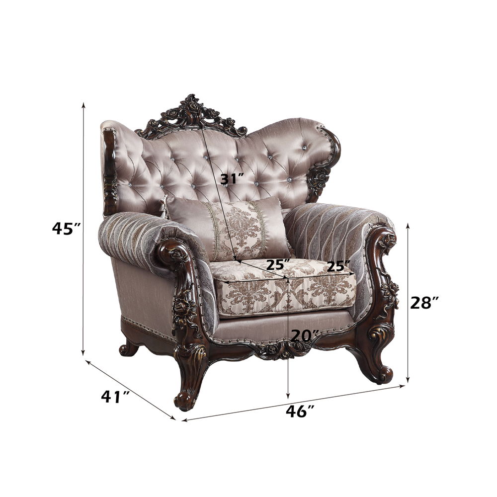 Benbek - Chair With Pillow - Fabric & Antique Oak