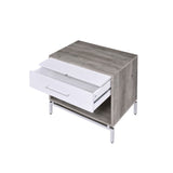 ACME Cistus - Accent Table - Weathered Gray Oak & White | Meri Furniture