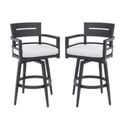 Outdoor Swivel Bar Chairs, 360 Degree Rotation, Ergonomic Backrest (Set of 2)
