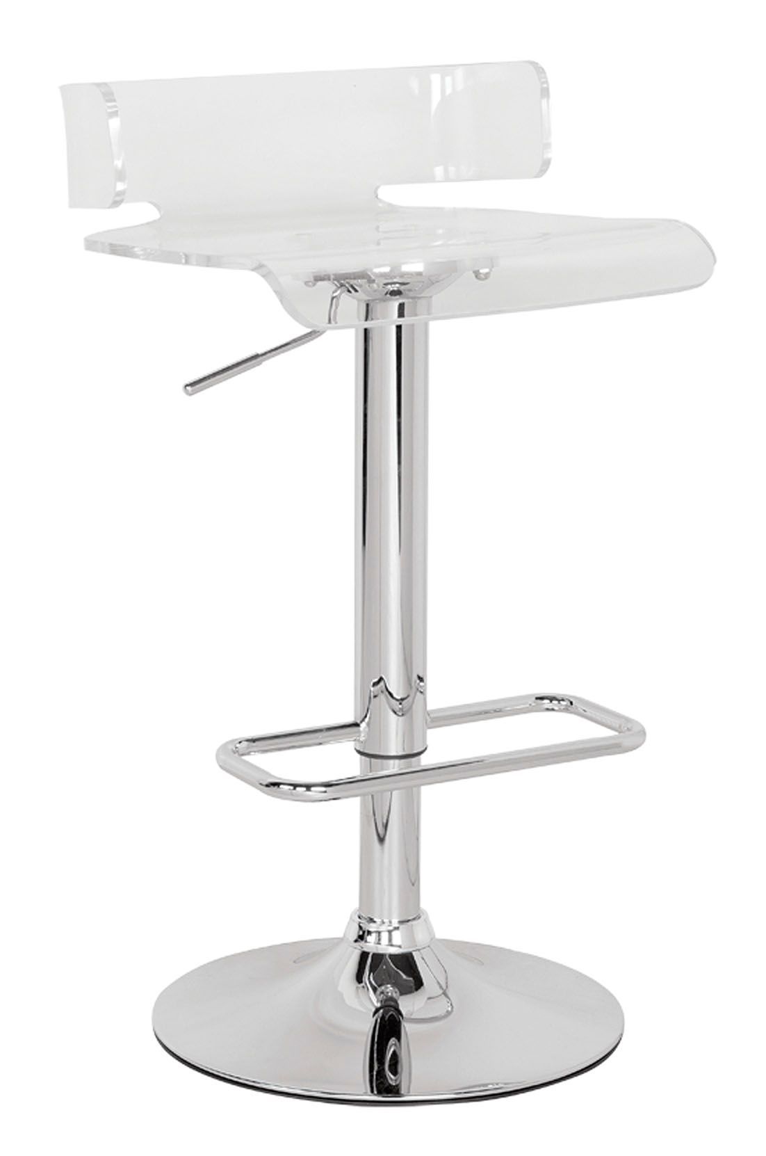 Rania acrylic stool is perfect for any modern style Decor. This chair has a seat with a small flat back, and not only can it adjust in height, but also has swivel capabilities so none of your guests miss out on anything. Some Assembly Required.