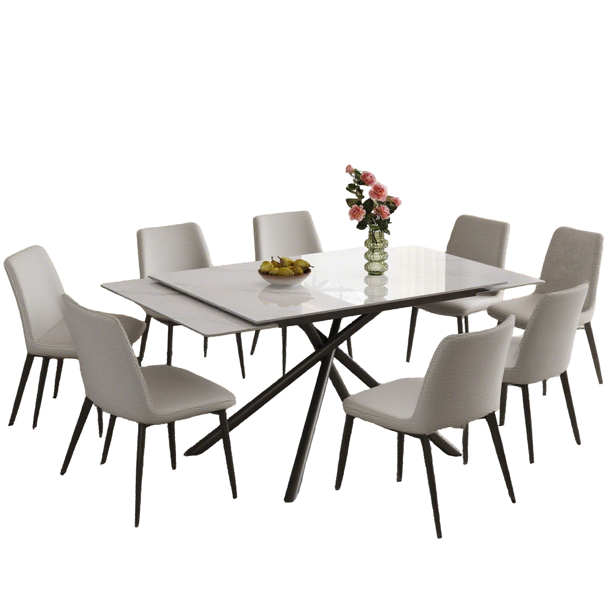 Retractable Sintered Stone Dining Table Set With Chairs