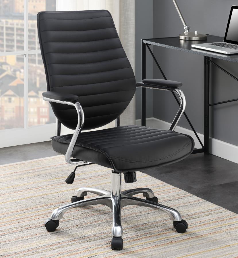Coaster Fine Furniture Chase - Upholstered Adjustable Home Office Desk Chair - Black | Meri Furniture