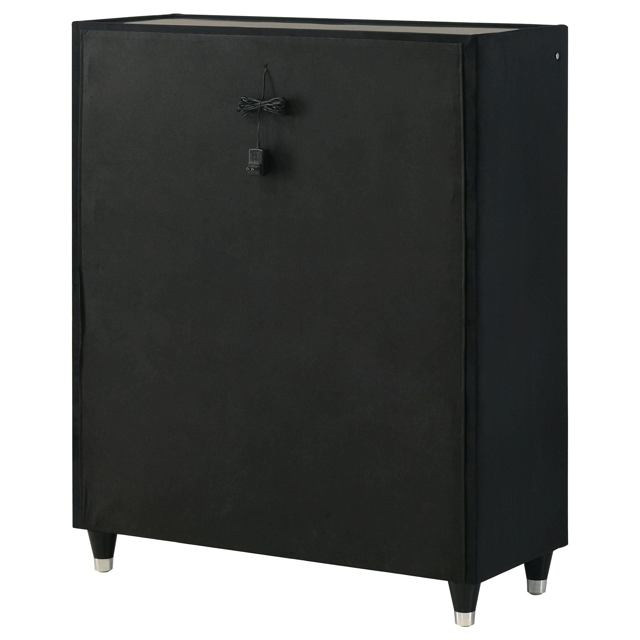 Ravenne 5-drawer Velvet Upholstered LED Chest of Drawers Black