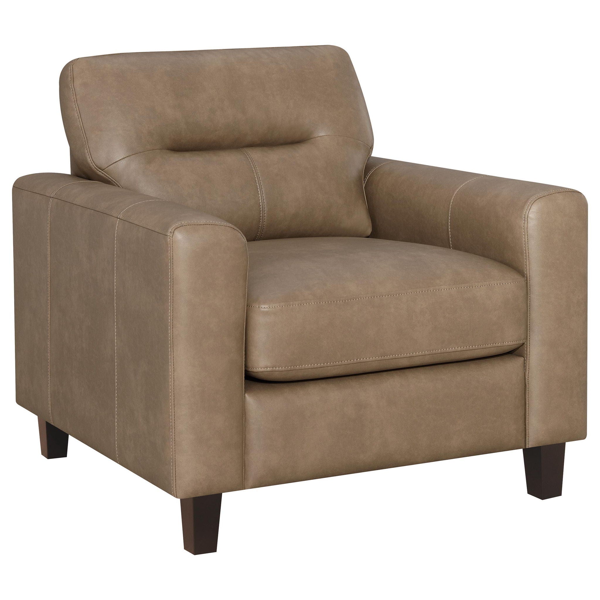 Scotland 3-piece Faux Leather Upholstered Sofa Set Brown