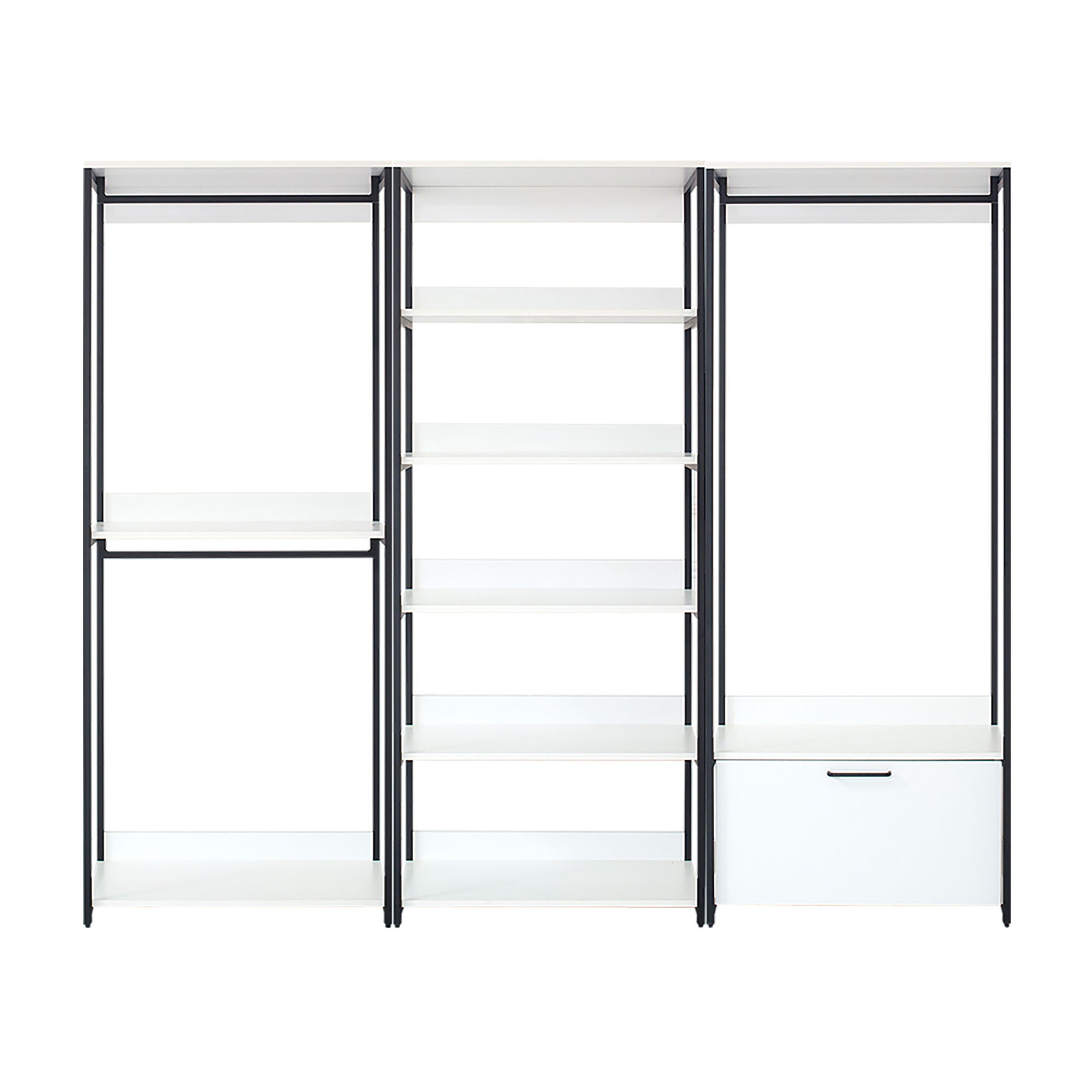 Fiona - Freestanding Walk In Wood Closet System & Metal Frame Melamine - White