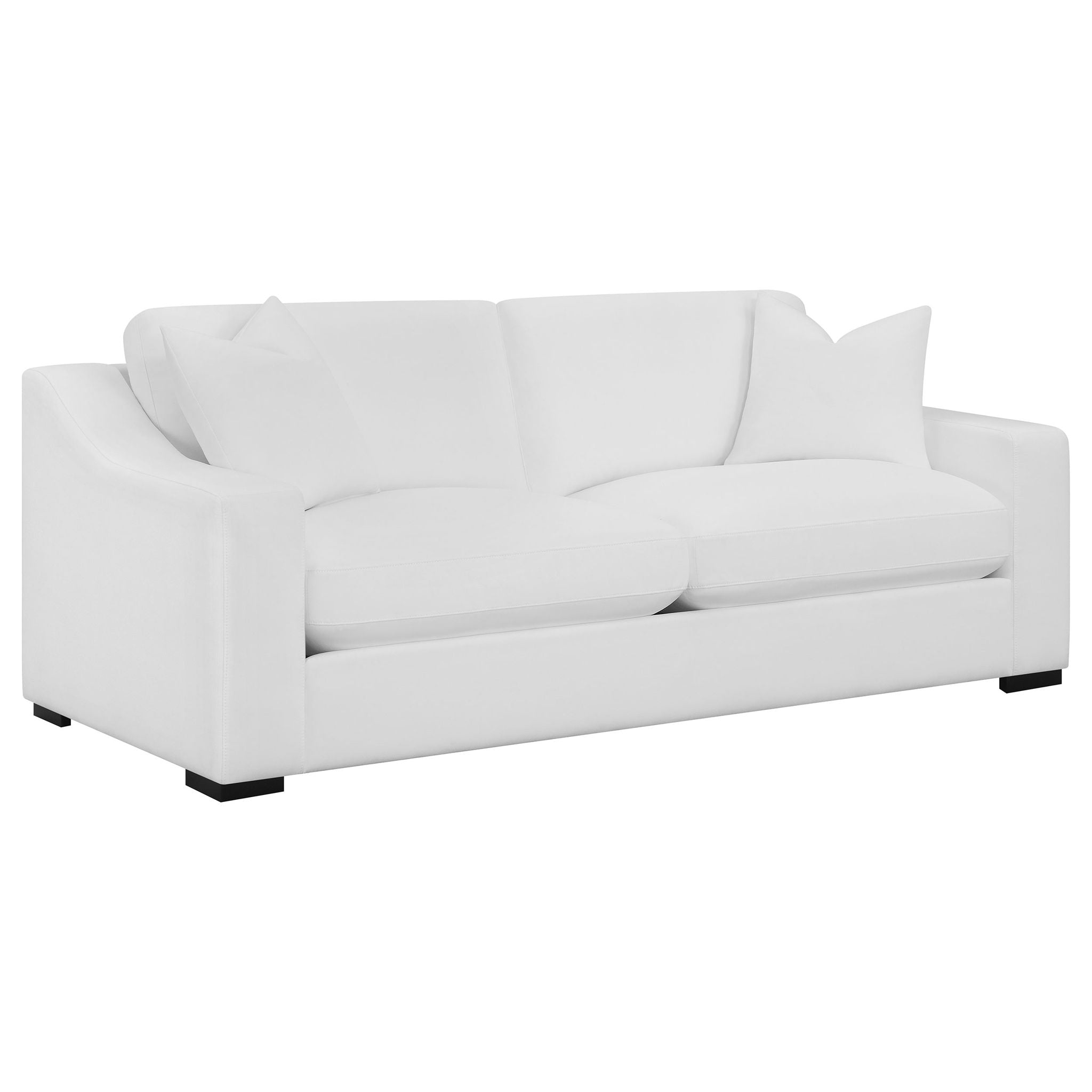 Chelan - 2 Piece Upholstered Sloped Arm Sofa Set - White