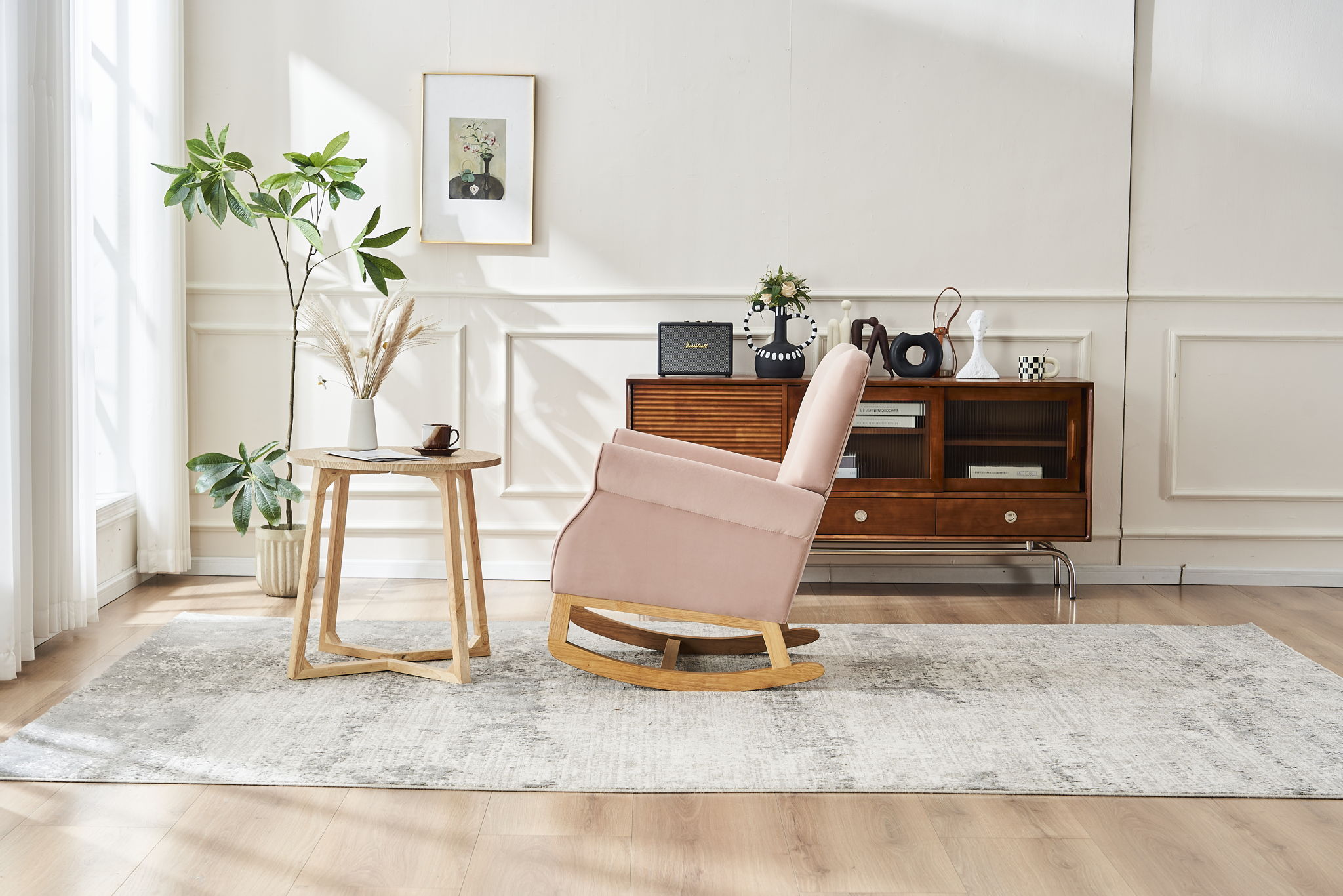 Modern Rocking Chair, Upholstered Accent Chair For Nursery, Small Contemporary Rocke