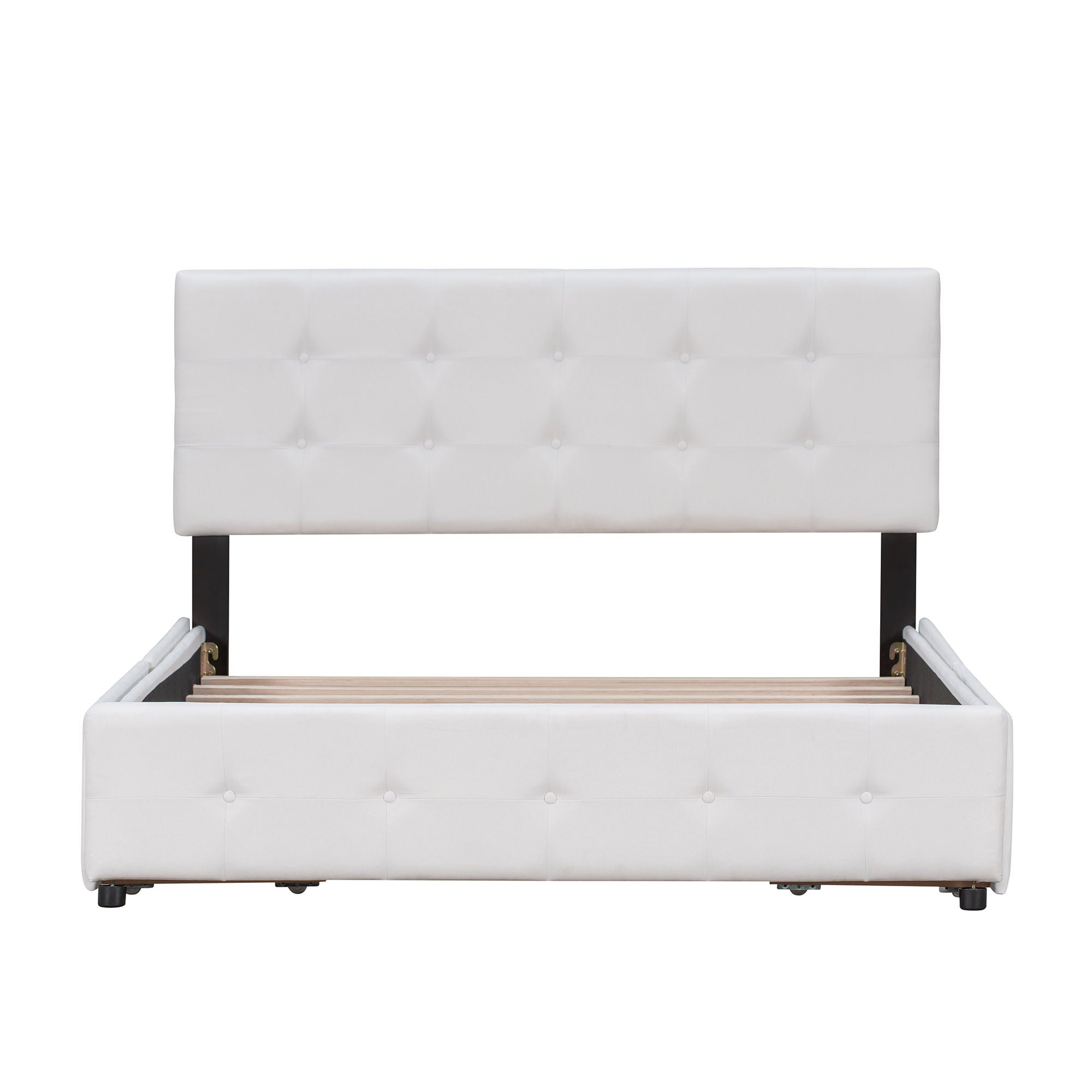 Upholstered Platform Bed With Classic Headboard And Drawers, No Box Spring Needed