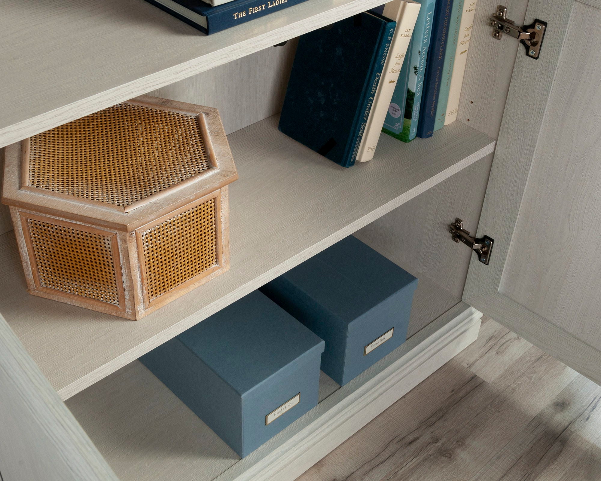 5-Shelf Bookcase with Doors in Glacier Oak
