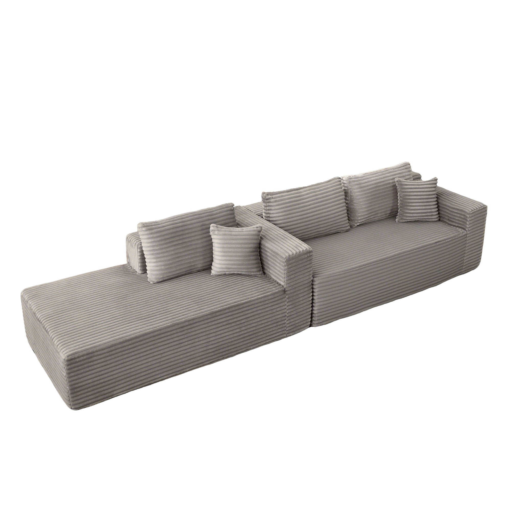 Compression Sectional Couch With Comfy Chaise, Boneless L Shape Sofa With Deep Seat