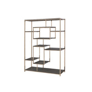ACME Scaola - Bookshelf - Rustic Gray Oak & Champagne | Meri Furniture