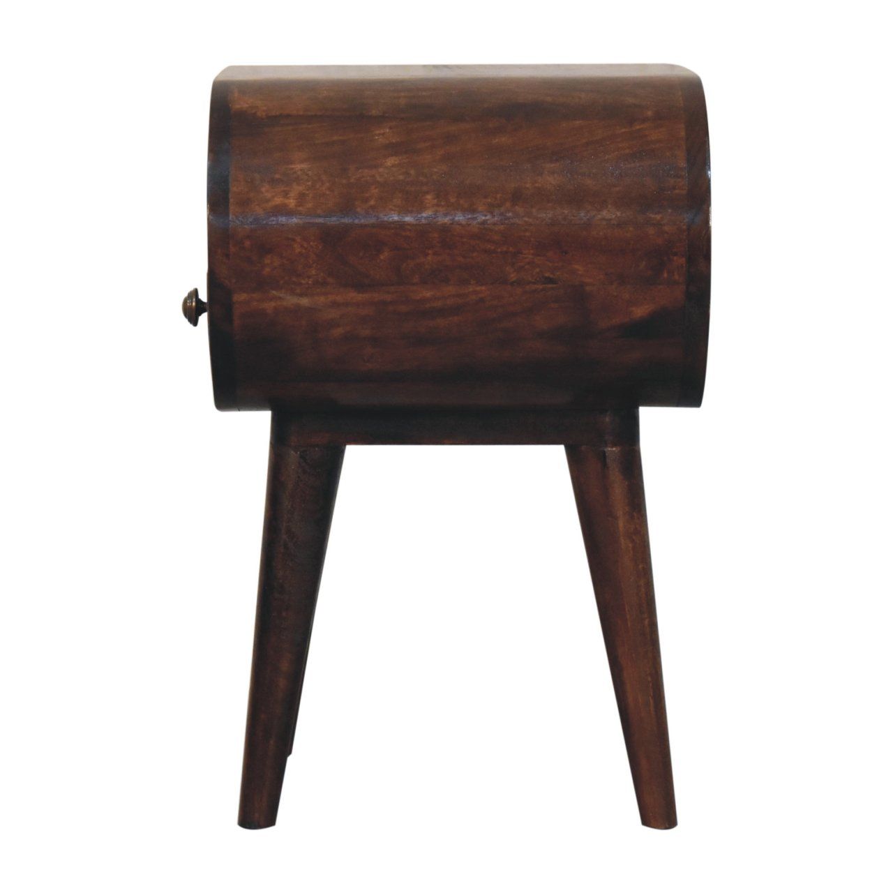 Circular Bedside Table With Open Slot - Walnut