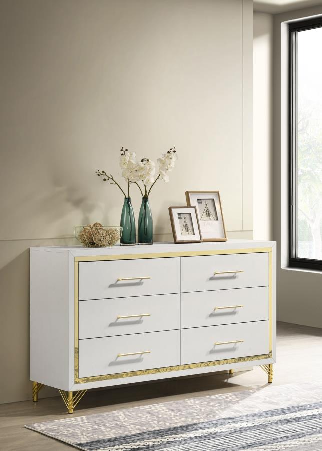 Coaster Fine Furniture Lucia - 6-Drawer Dresser - White | Meri Furniture