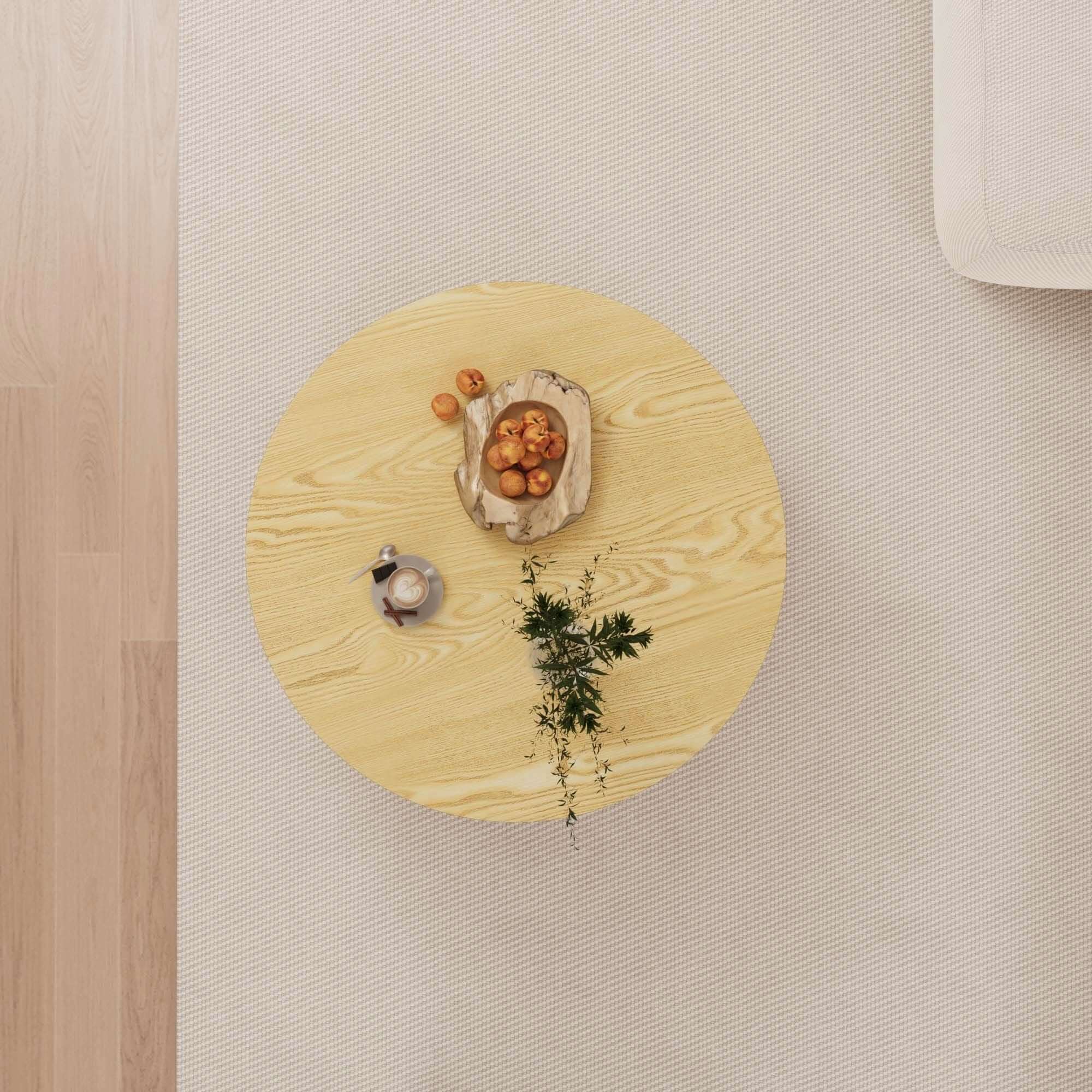 Modern Circular Coffee Table With Stripe Design And Storage Space