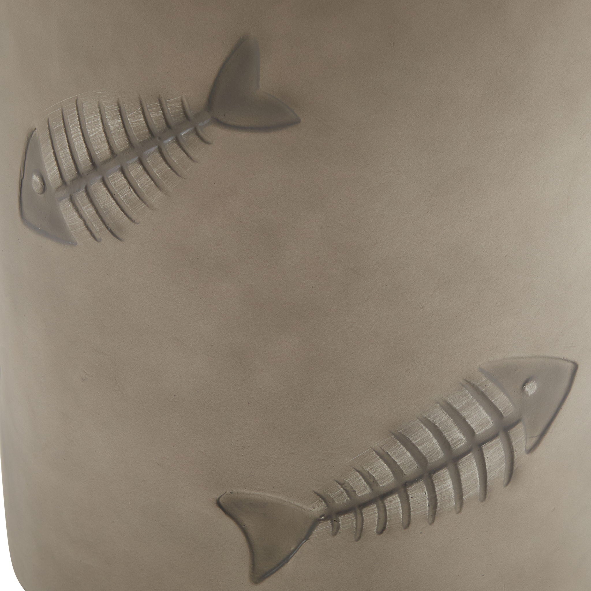 Rustic Magnesium Oxide Side Table With Fish Pattern Design - Gray