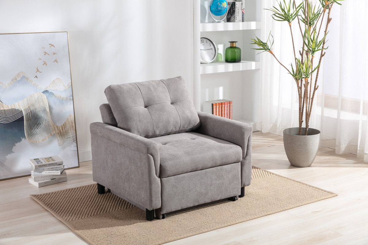 Hannah 35"W Gray Woven Convertible Armchair