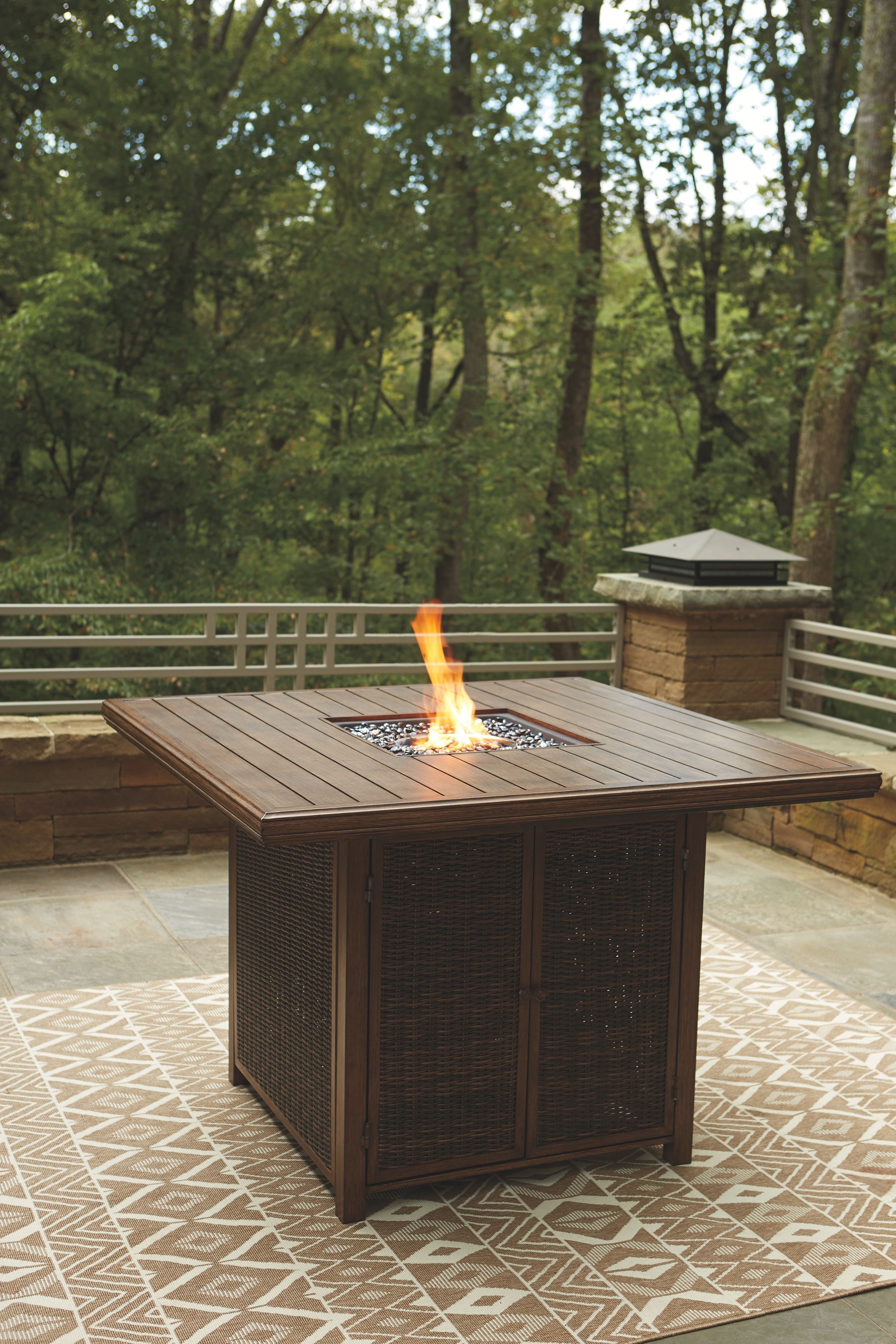 Signature Design by Ashley® Paradise Trail - Outdoor Fire Pit Table Set | Meri Furniture