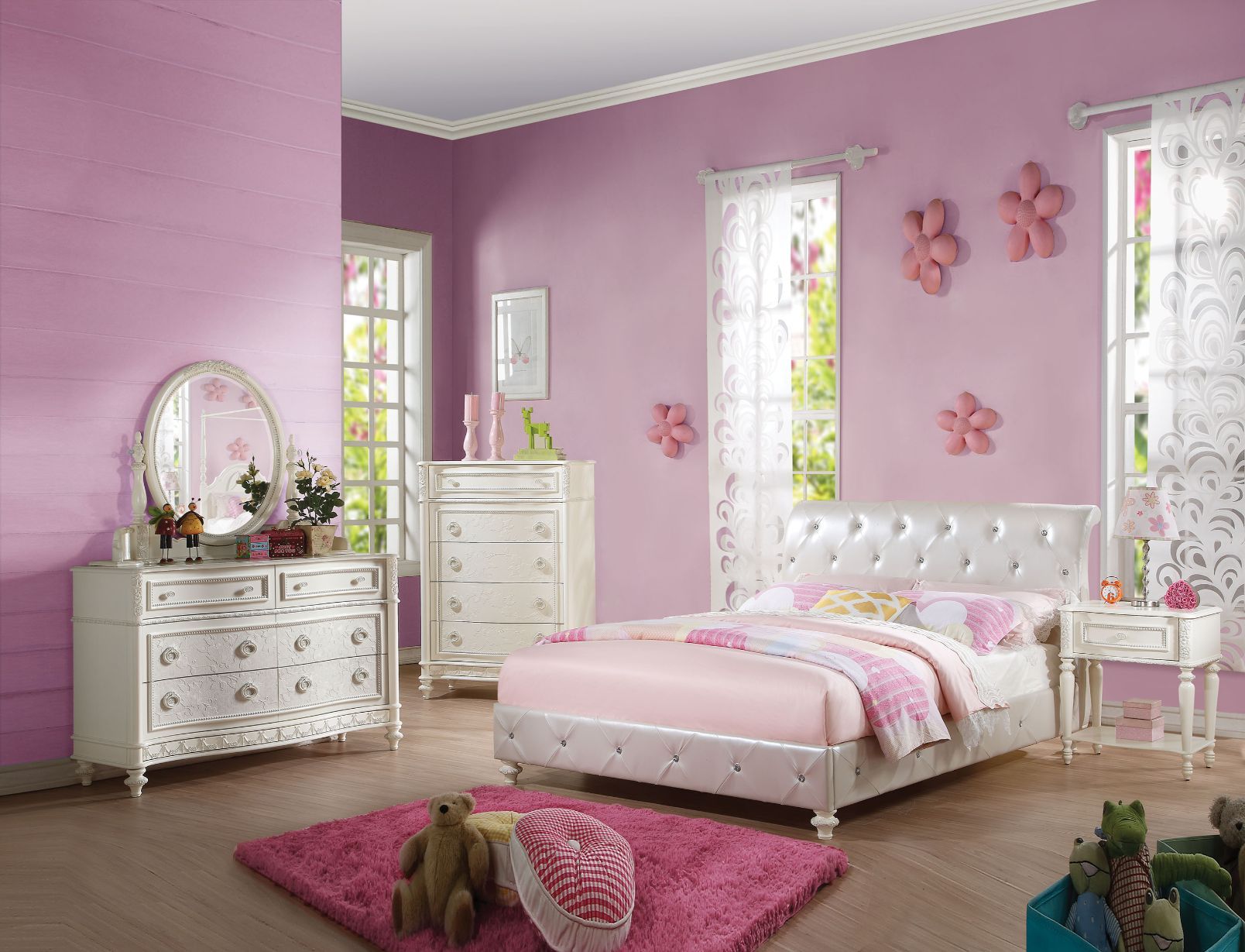 ACME Dorothy - Twin Bed - Pearl White PU & Ivory | Meri Furniture