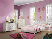ACME Dorothy - Twin Bed - Pearl White PU & Ivory | Meri Furniture