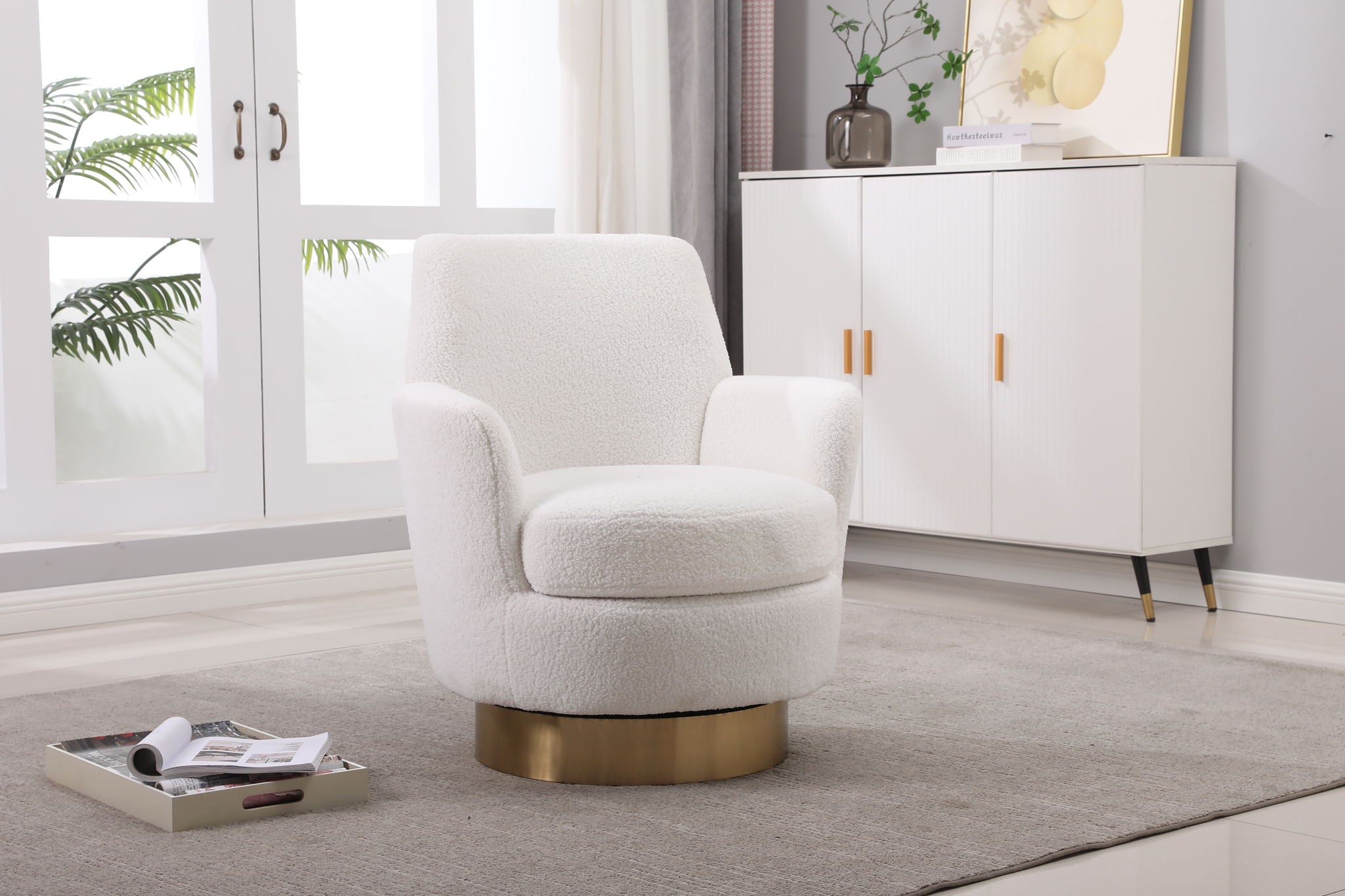 Teddy Swivel Barrel Chair, Swivel Accent Chairs Armchair For Living Room