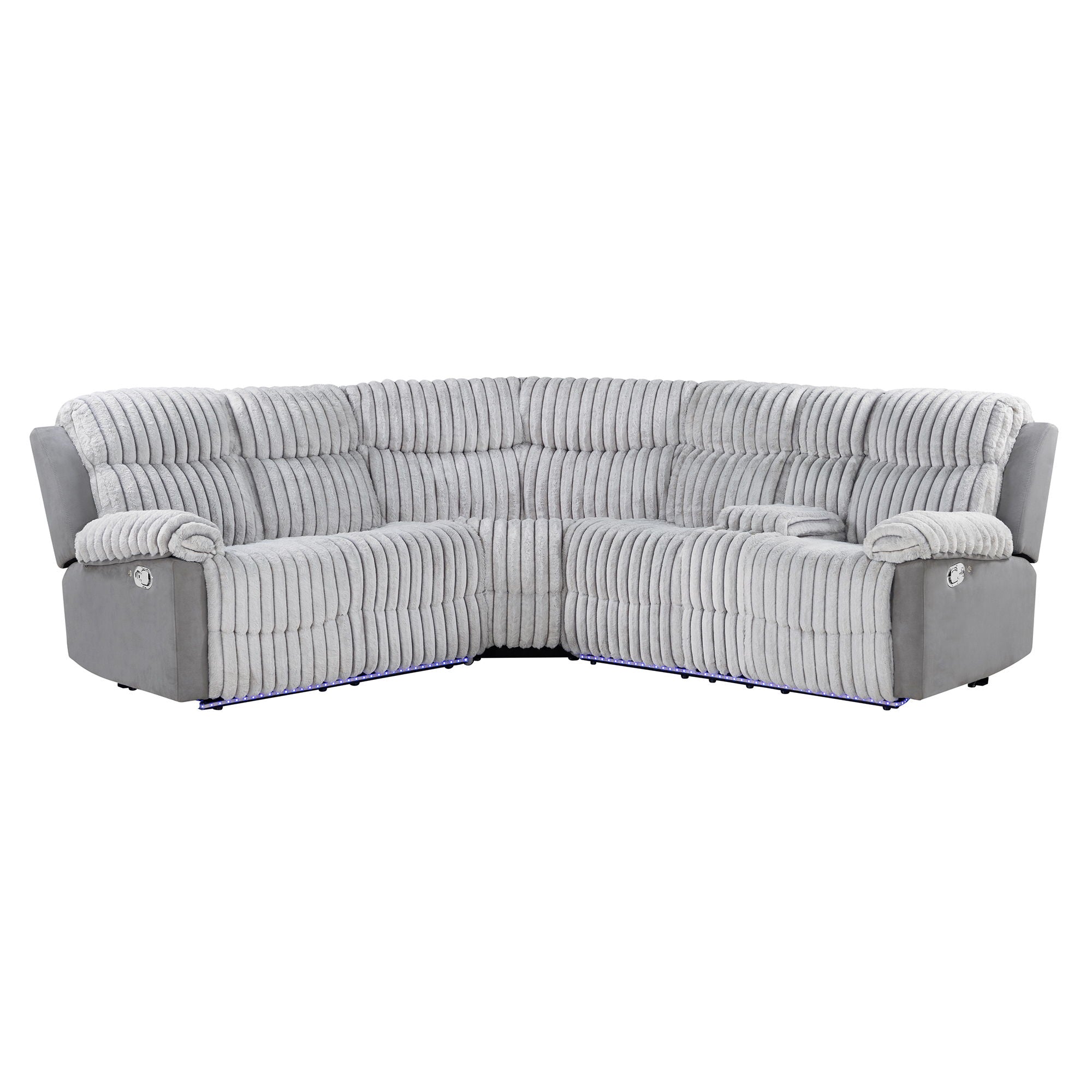 Bruni - Sectional Sofa With LED Lighting And Manual Recline - Gray