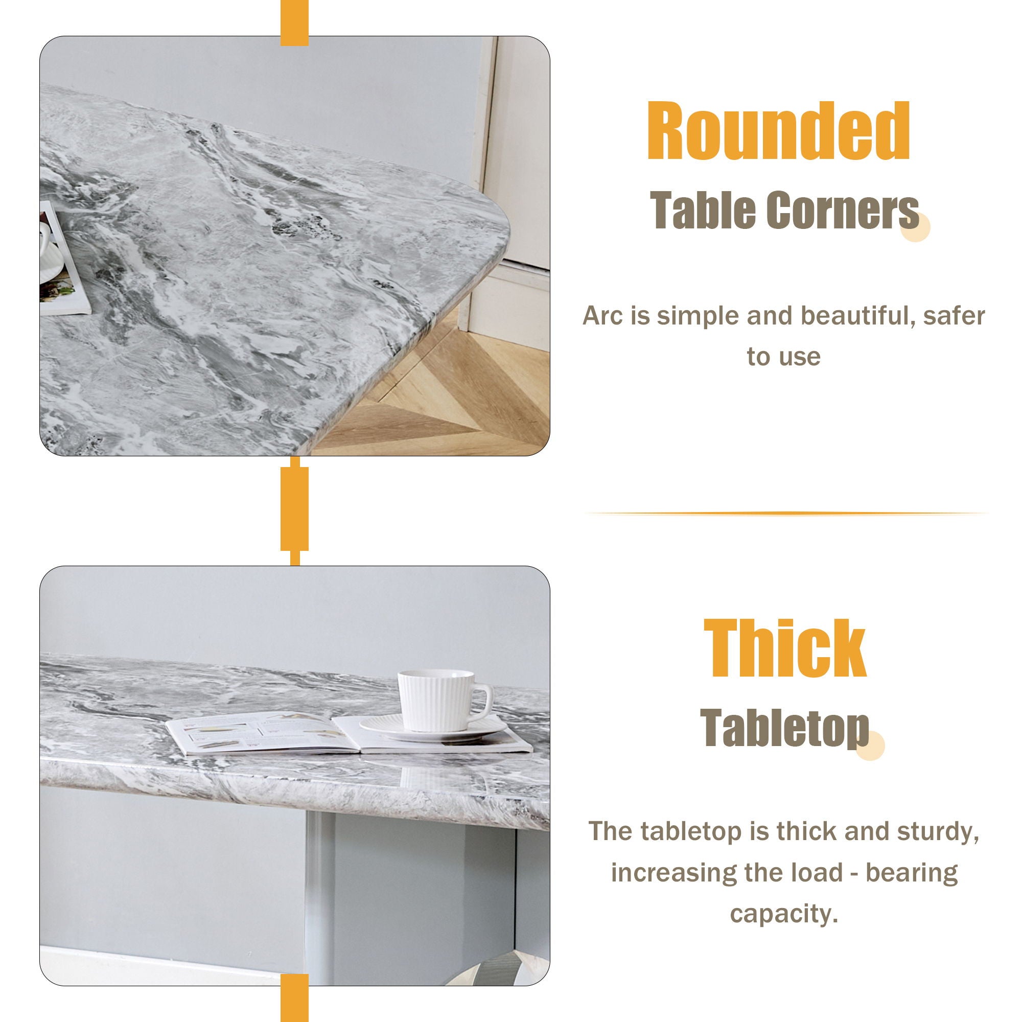 Modern Dining Table With Sleek Hollow-Out Frame And Accents