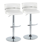 Cinch - Contemporary Adjustable Barstool With Swivel With Rounded T Footrest (Set of 2) - Chrome / White