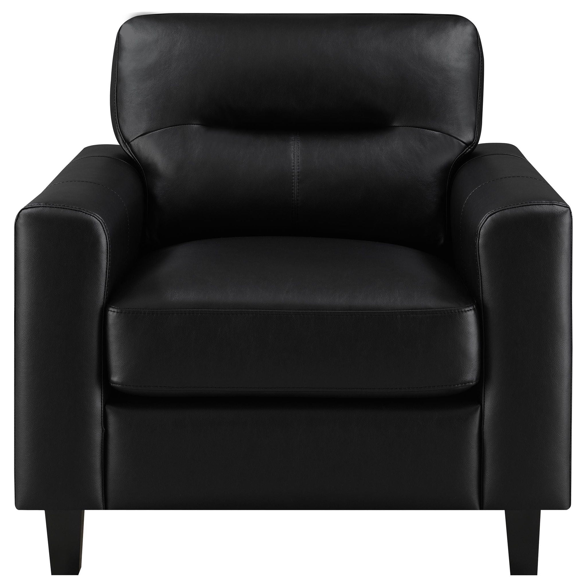 Scotland 3-piece Faux Leather Upholstered Sofa Set Black