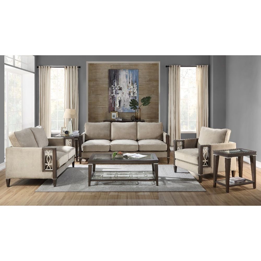 ACME Peregrine - Sectional Sofa - Velvet & Walnut | Meri Furniture