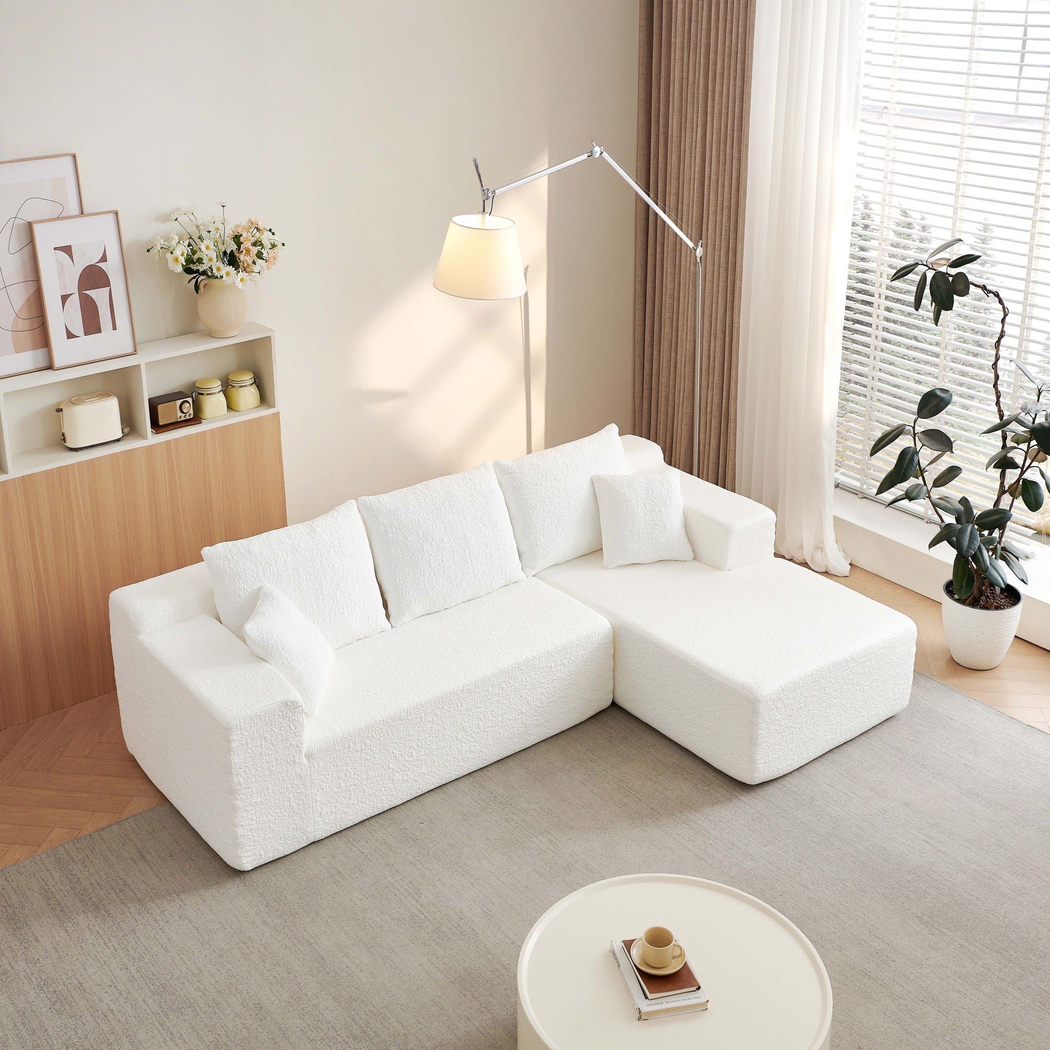 Modular Cloud Sectional Couch With L Shape Chaise, Deep Seat