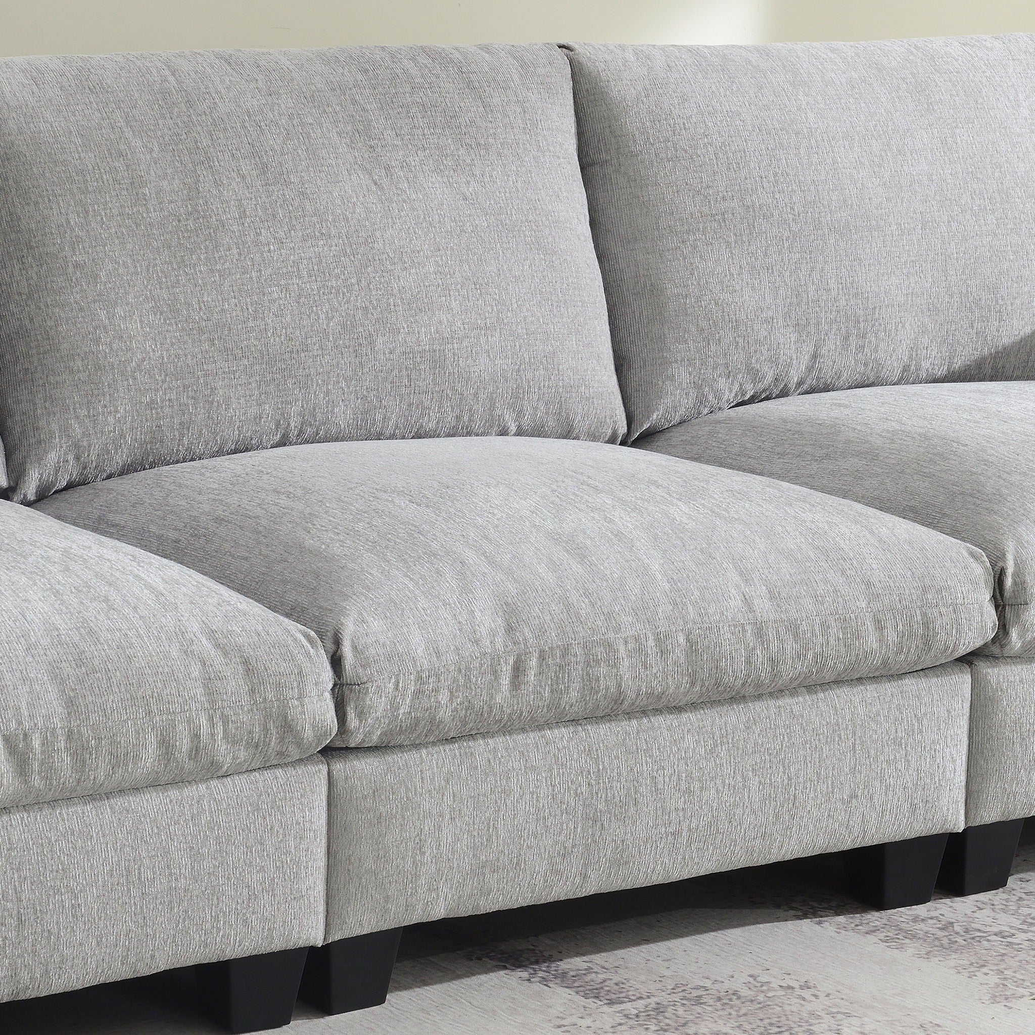 Sectional With Bluetooth Speaker Comfy Cloud Couch Set With Drop Down Table Cup Holders, USB Charger Storage Armrest Wide Seat Sofa