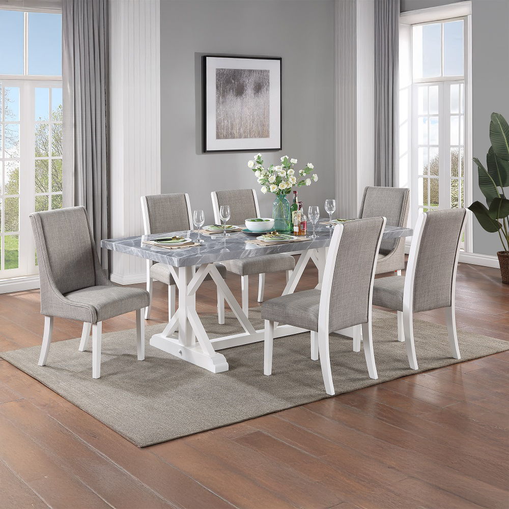 Hollyn - Dining Table With Engineered Stone Top - Engineered Stone & White