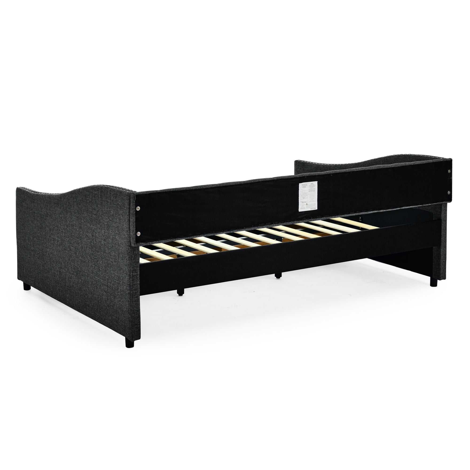Upholstered Tufted Daybed With 2 Drawers, Waved Arms