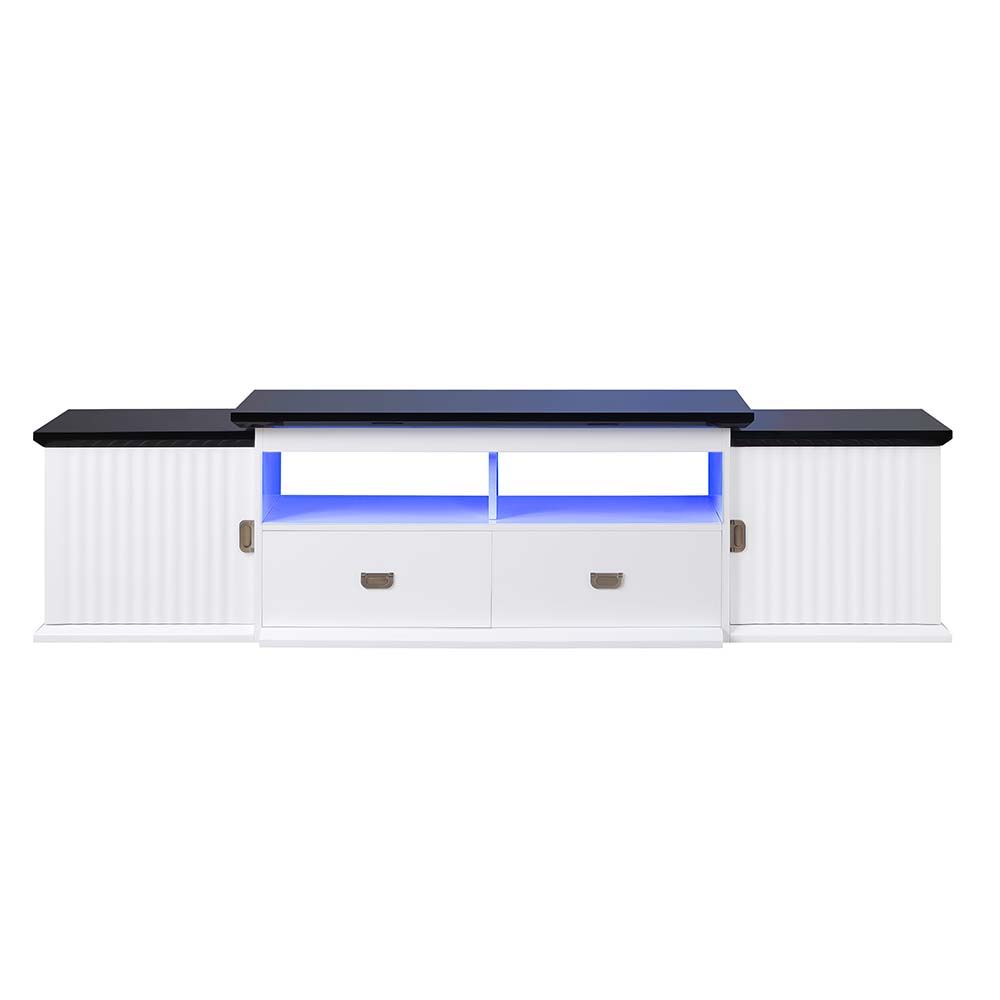 ACME Barend - TV Stand - White & Black High Gloss Finish | Meri Furniture