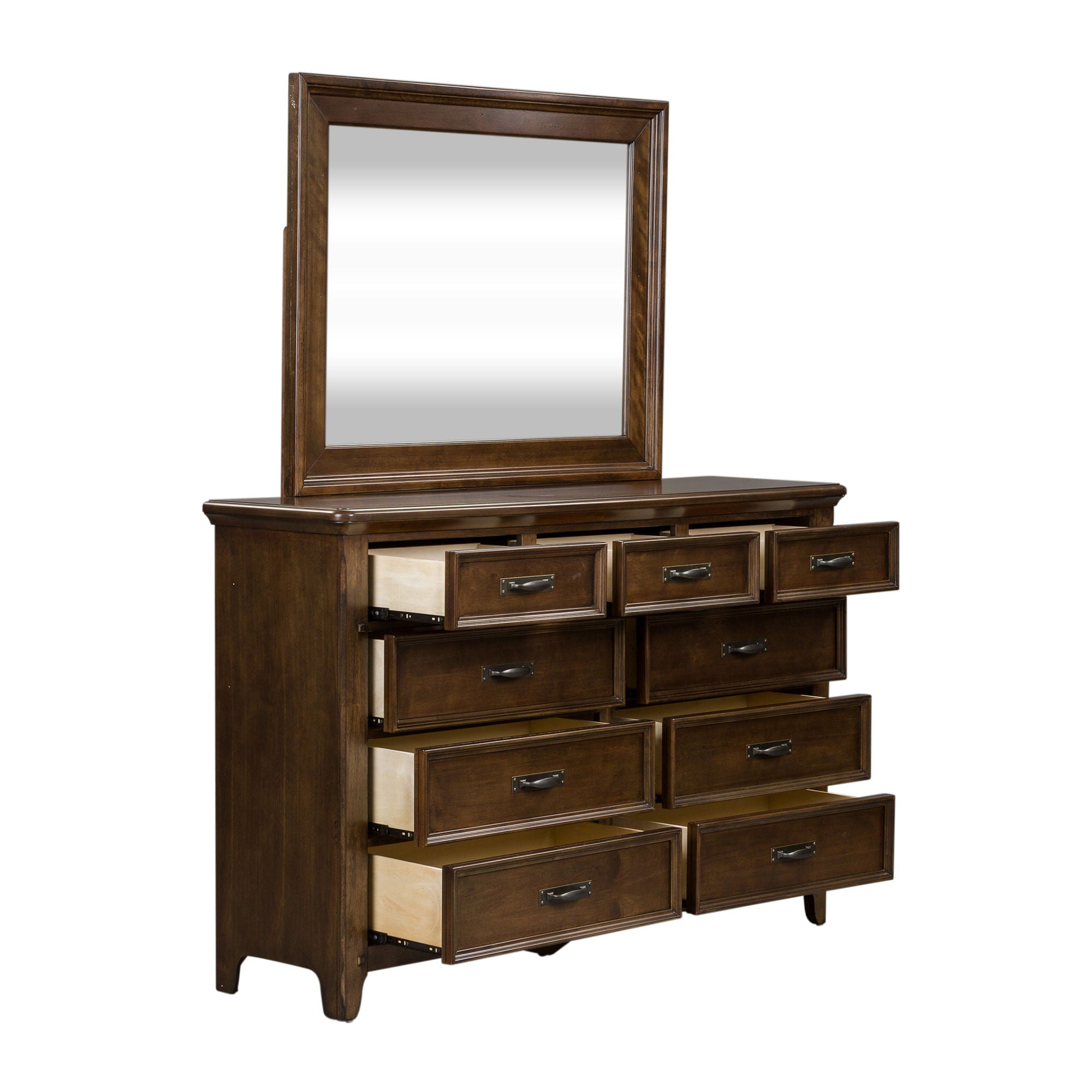 Liberty Furniture Saddlebrook - Dresser & Mirror - Dark Brown | Meri Furniture
