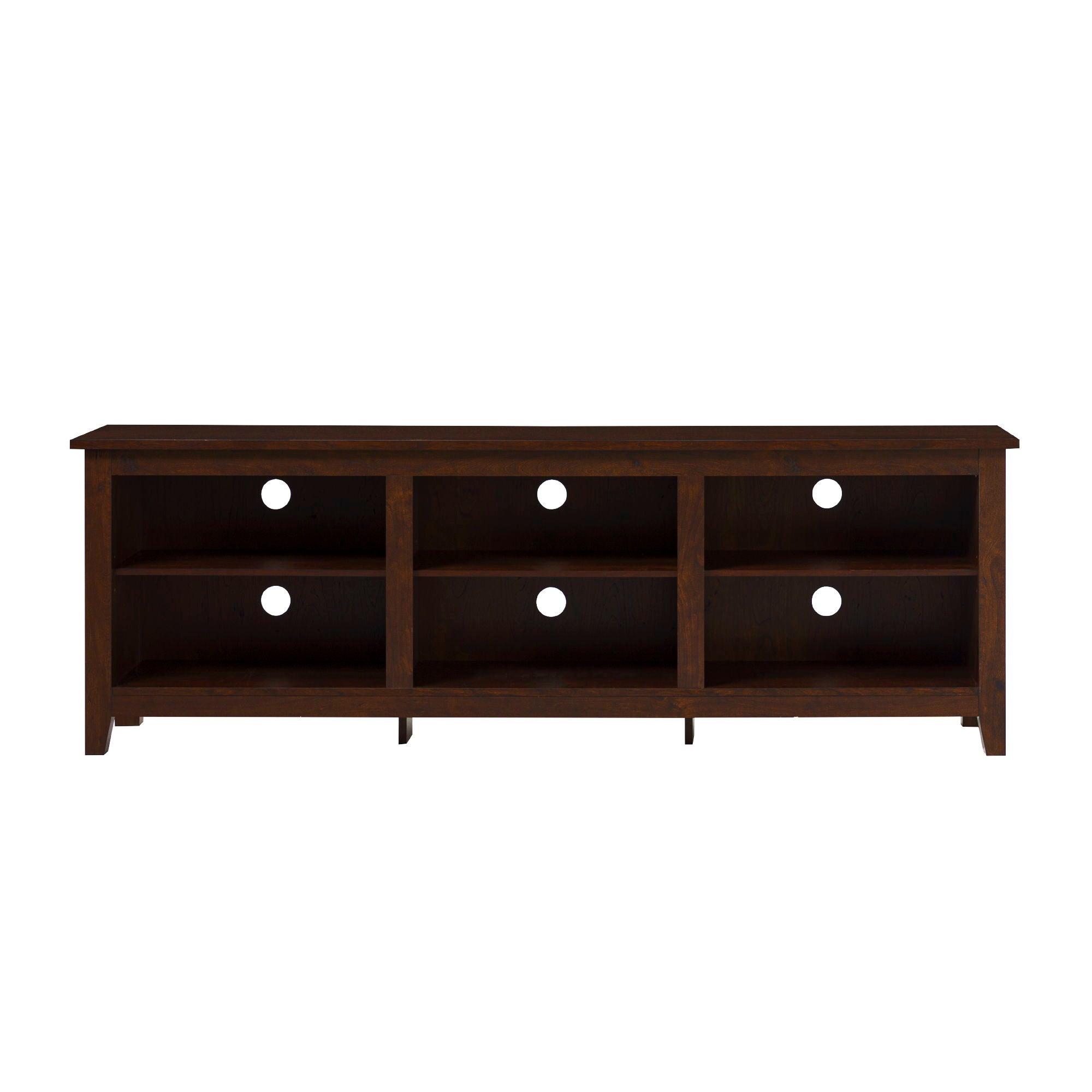 Modern Transitional 3 Shelf Open Storage 70" TV Stand For 80" TVs - Brown