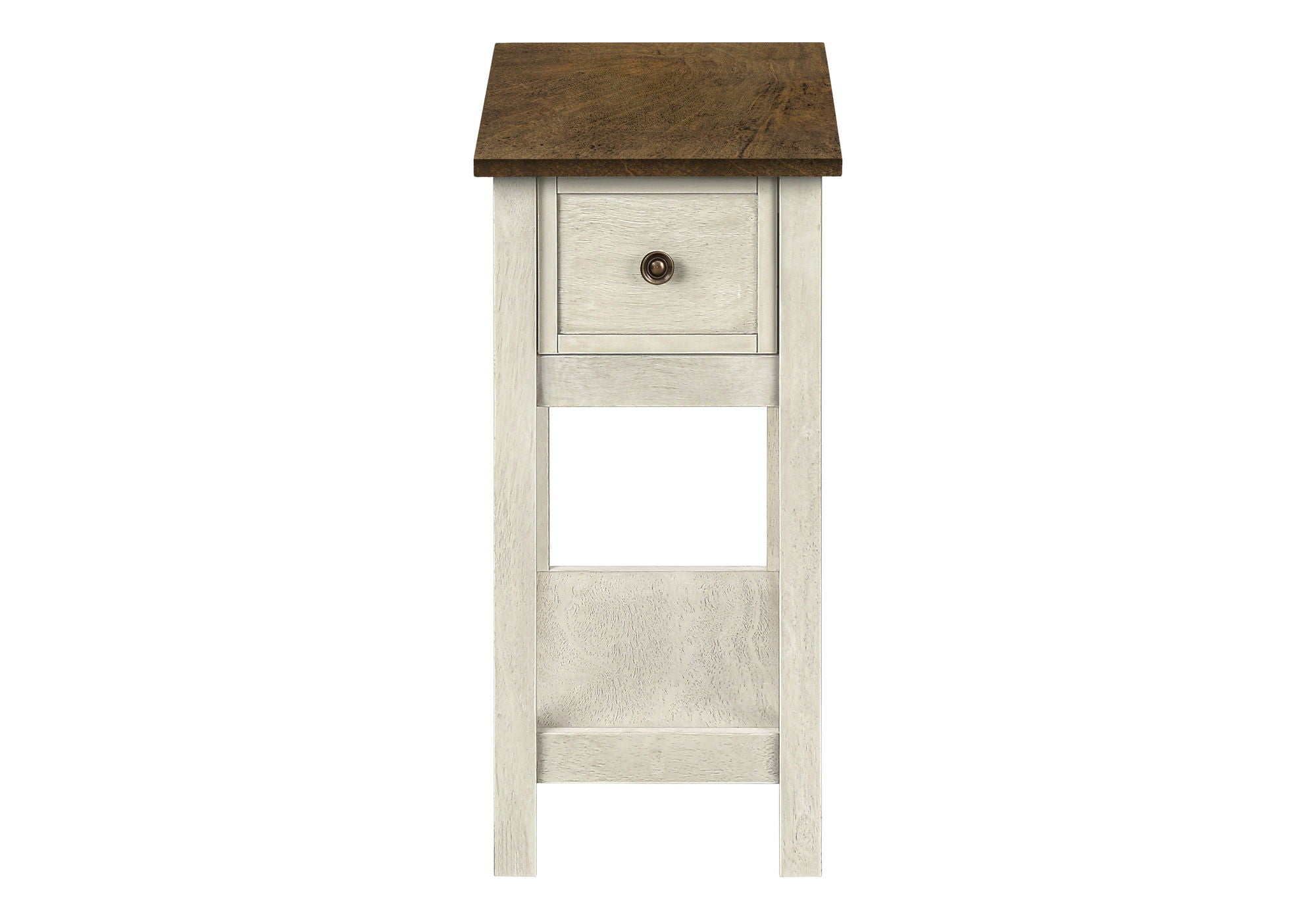 Accent End Table, 2 Tier, Narrow, Lamp, Storage Drawer, Charming Design