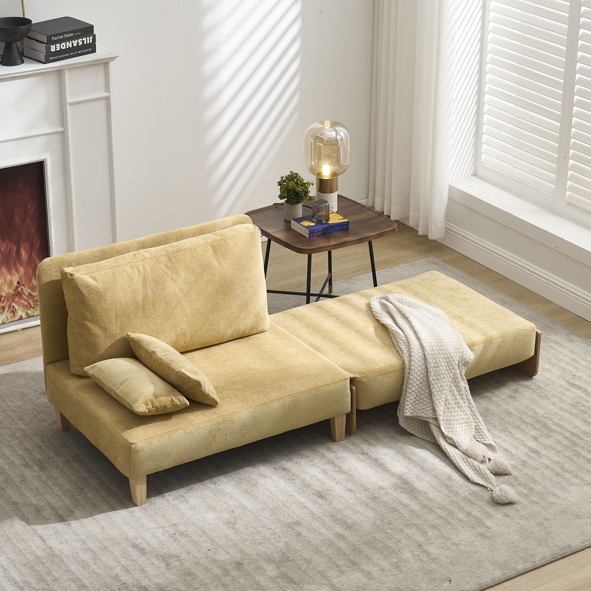 Mid Century Modern Foldable Sofa Bed, 3 In 1 Convertible Sleeper With 3 Pillows