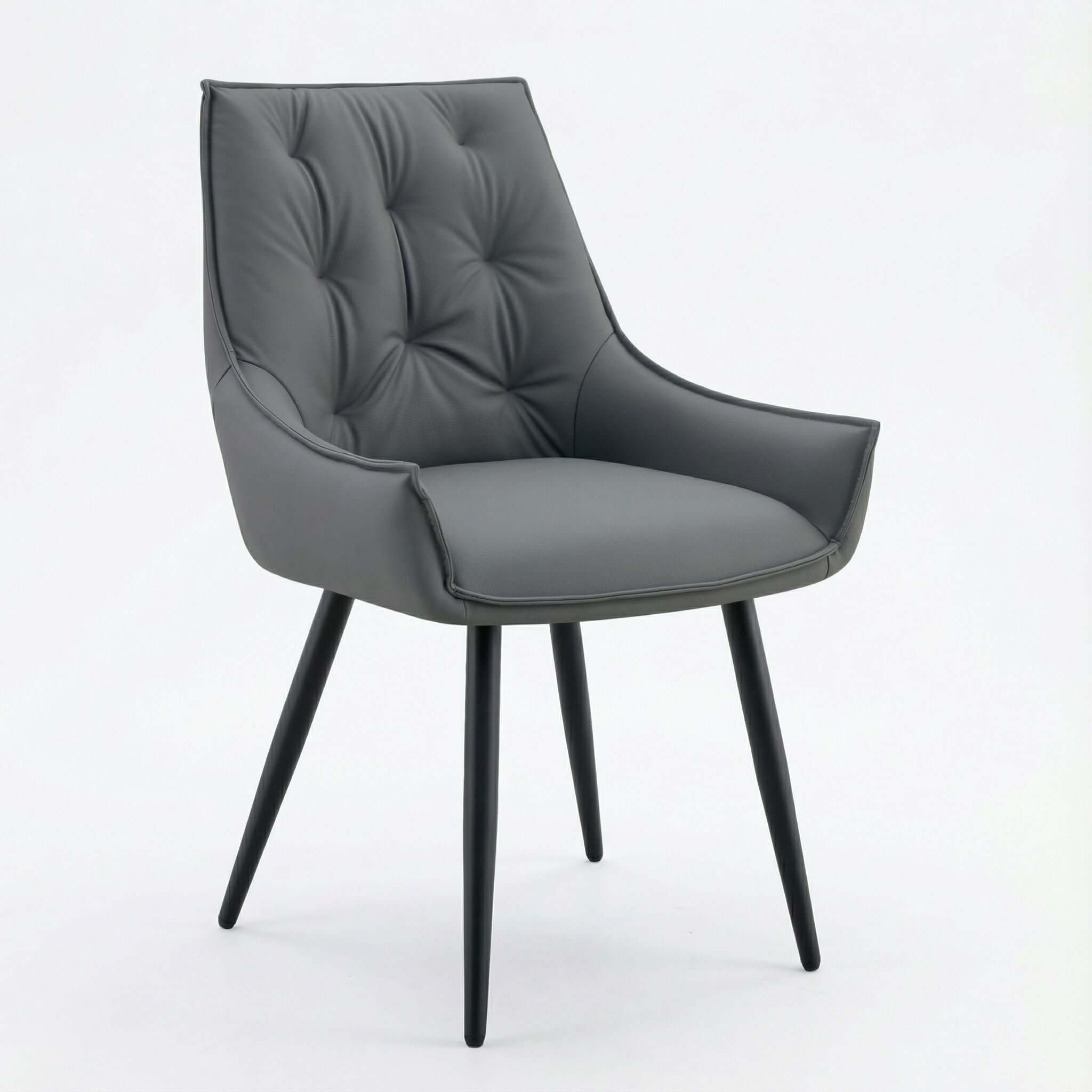Dining Kitchen Chairs, Flat Back (Set of 2) - Dark Gray