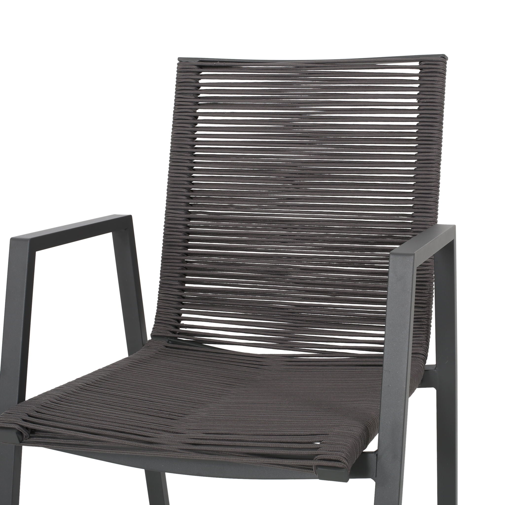 Outdoor Modern Aluminum Dining Chair Set With Rope Sea (Set of 2)